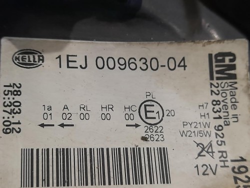 Proiettore ANT DX 22831925 Opel Insignia A 2013