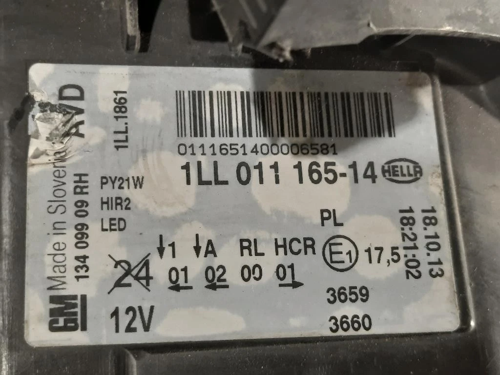 Proiettore ANT DX 1LL011 165-14 Opel Insignia A 2013