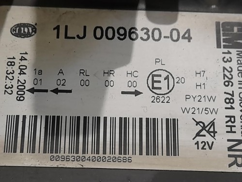 Proiettore ANT DX 1LJ009630-04 Opel Insignia A SW 2009