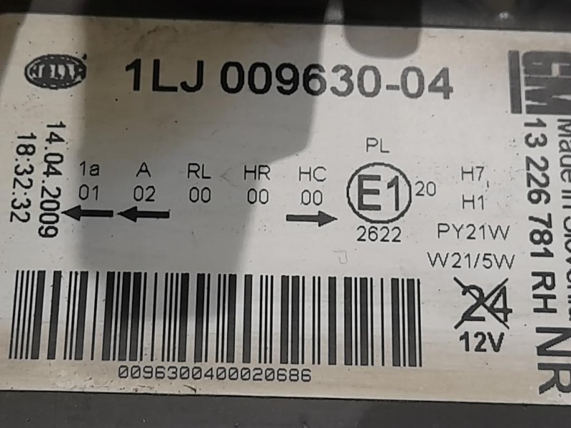 Proiettore ANT DX 1LJ009630-04 Opel Insignia A SW 2009