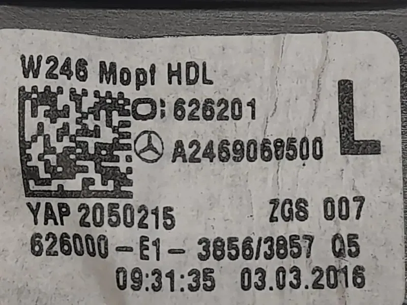 Fanale POST SX A2469068500 Mercedes Classe B W246 2014