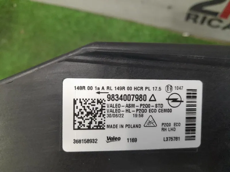 Proiettore ANT DX 9834007980 Opel Mokka B 2020