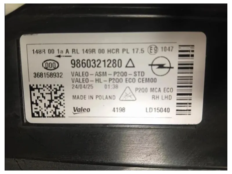 Proiettore ANT DX 9860321280 FULL LED 2024 Opel Mokka B 2024