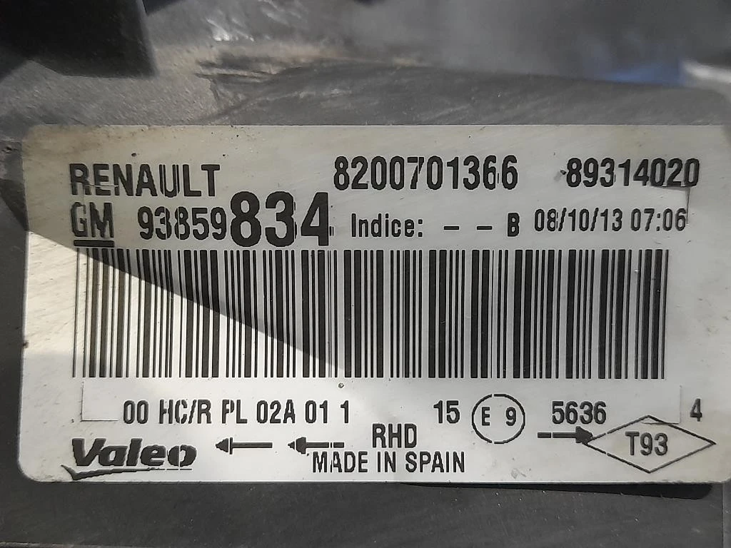 Proiettore ANT DX 93859834 Opel Vivaro A 2007