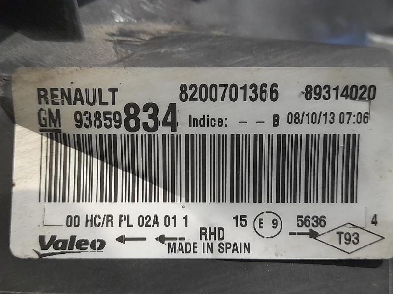 Proiettore ANT DX 93859834 Opel Vivaro A 2007