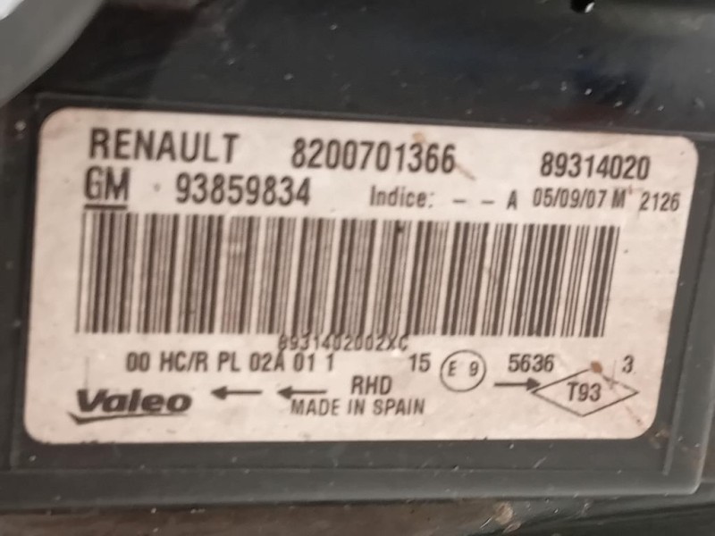 Proiettore ANT DX 8200701366 Opel Vivaro A 2007