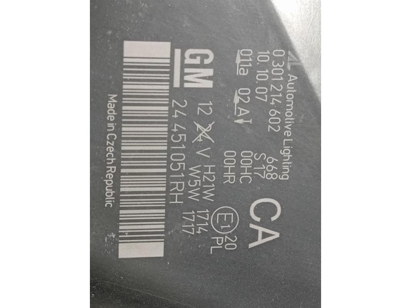 Proiettore ANT DX 24451051 Opel Zafira B 2005