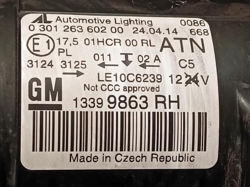 Proiettore ANT DX 39009024 DESTRO DX Opel Zafira C 2012