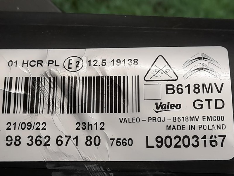 Proiettore ANT SX 9836267180 Citroen C3 III 2016