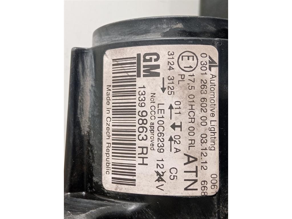 Proiettore ANT DX 13399863 Opel Zafira C 2012