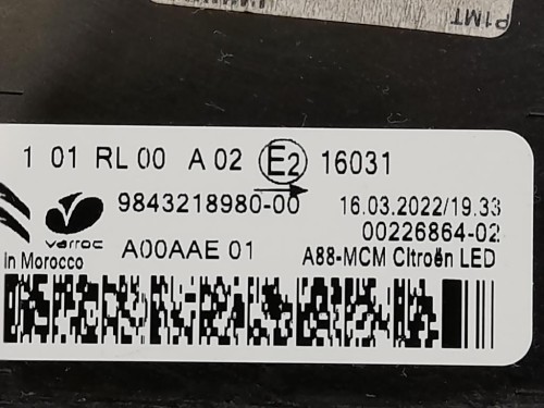 Proiettore ANT SX 9843218980 Citroen C3 III 2020