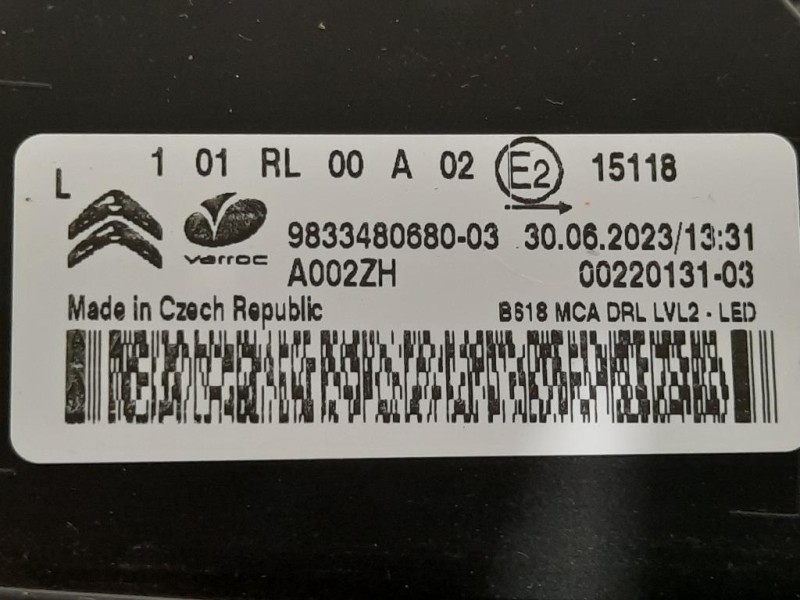 Proiettore ANT SX 9833480680 00220131-03 Citroen C3 III 2020