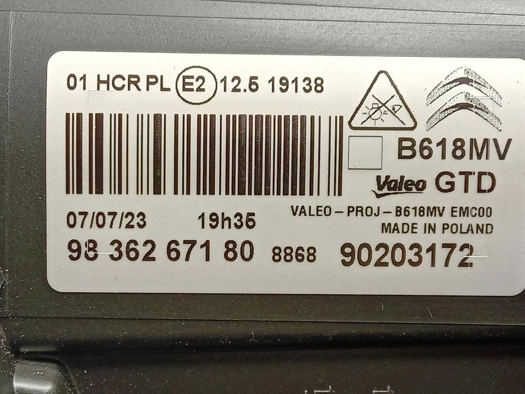 Proiettore ANT SX 9836267180 Citroen C3 Aircross 2017