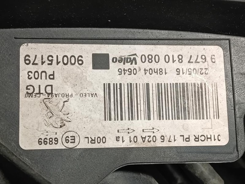 Proiettore ANT DX 90015179 Peugeot 2008 I 2016