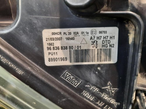 Proiettore ANT DX 9683683880 Peugeot 207 2006