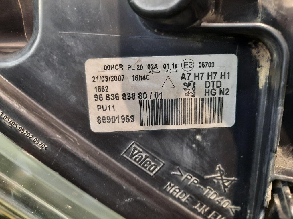 Proiettore ANT DX 9683683880 Peugeot 207 2006