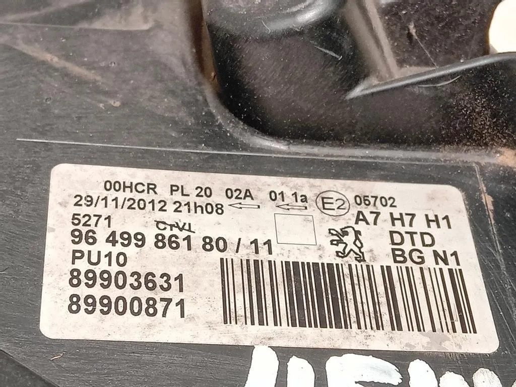 Proiettore ANT DX 9649986180 Peugeot 207 CC 2006