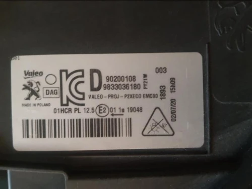 Proiettore ANT DX 9833036180 Peugeot 208 II 2019