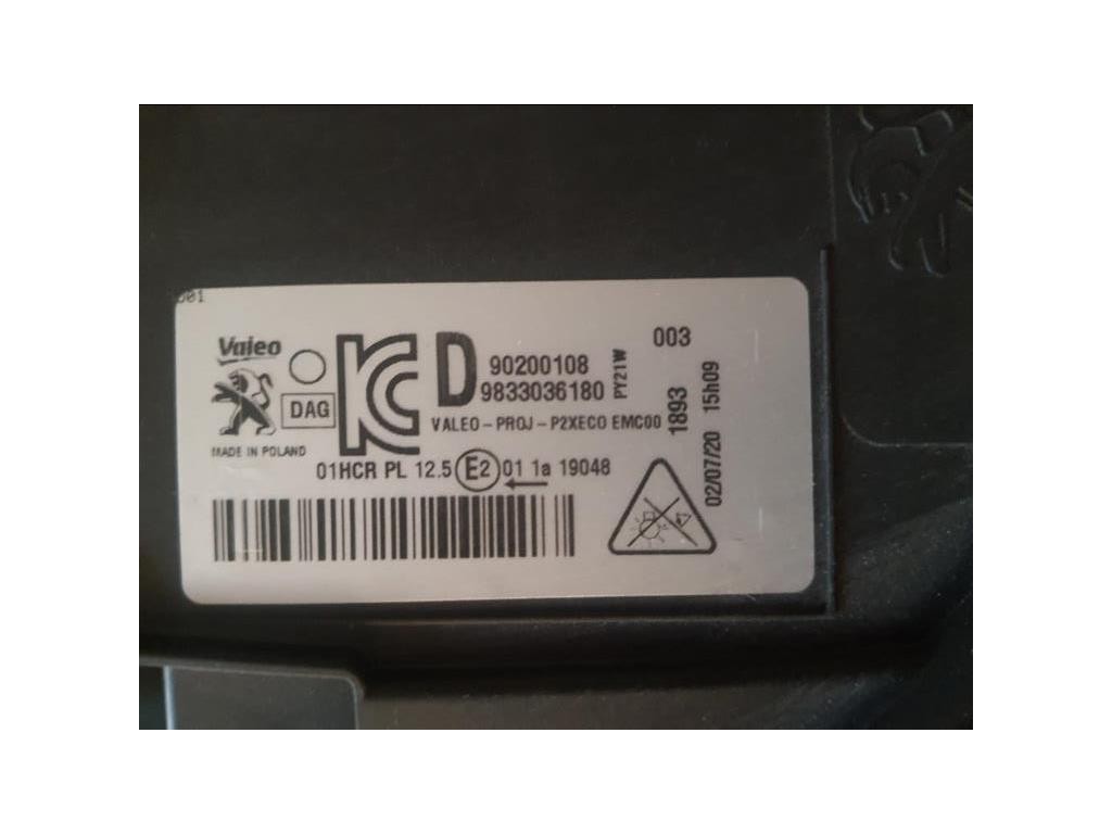 Proiettore ANT DX 9833036180 Peugeot 208 II 2019