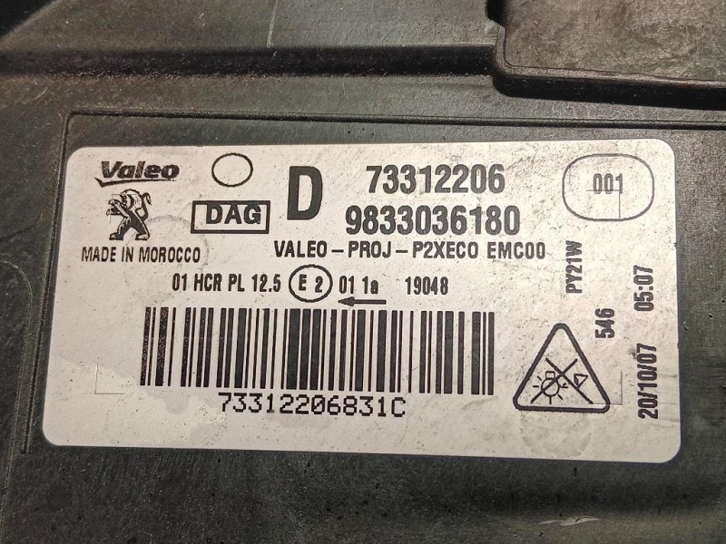 Proiettore ANT DX 9833036180 Peugeot 208 II 2019