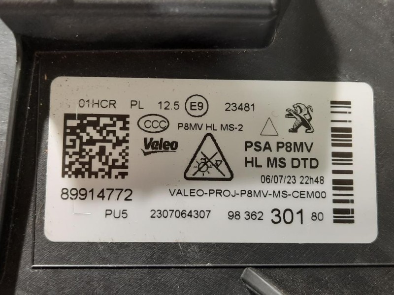 Proiettore ANT DX 98 362 301 8089914772 Peugeot 3008 II 2016