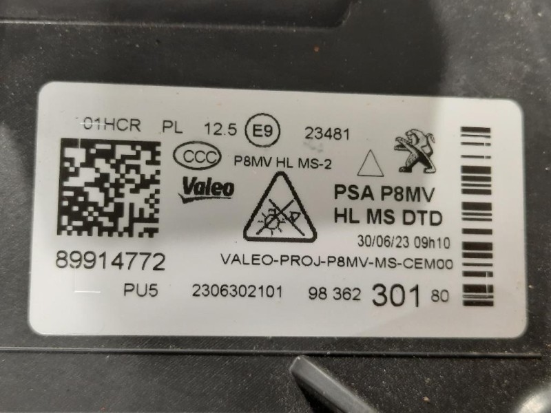 Proiettore ANT DX 98 362 301 8089914772 Peugeot 3008 II 2016