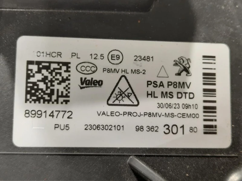 Proiettore ANT DX 98 362 301 8089914772 Peugeot 3008 II 2016