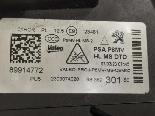 Proiettore ANT DX 98 362 301 80 Peugeot 3008 II 2016