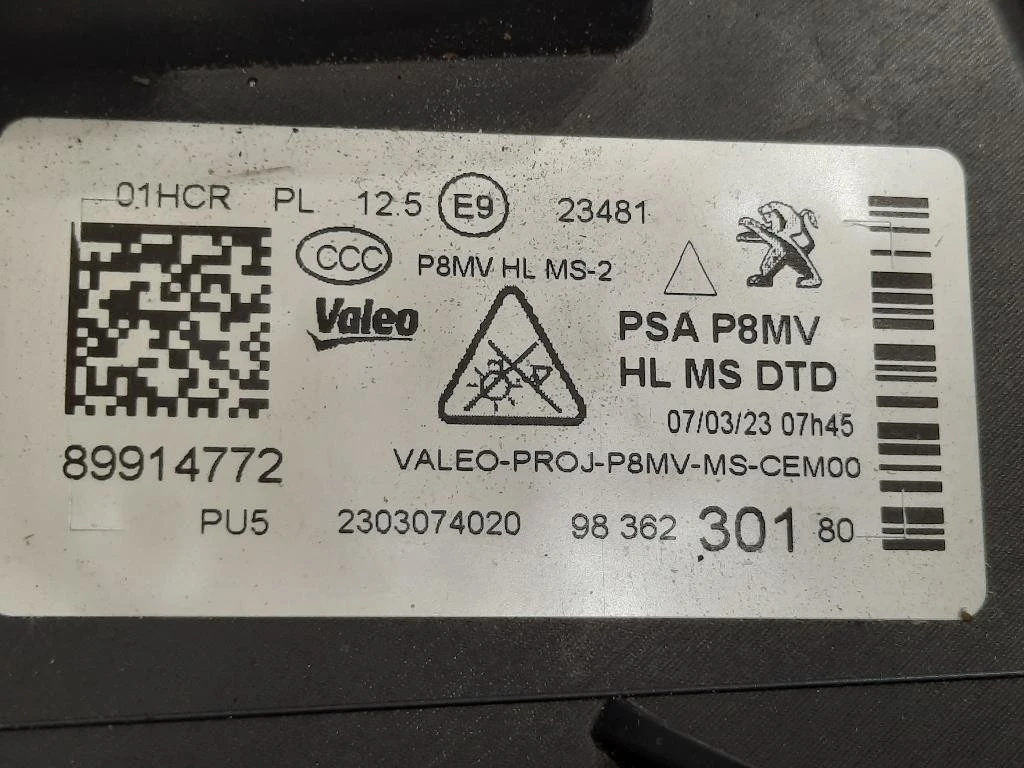 Proiettore ANT DX 98 362 301 80 Peugeot 3008 II 2016