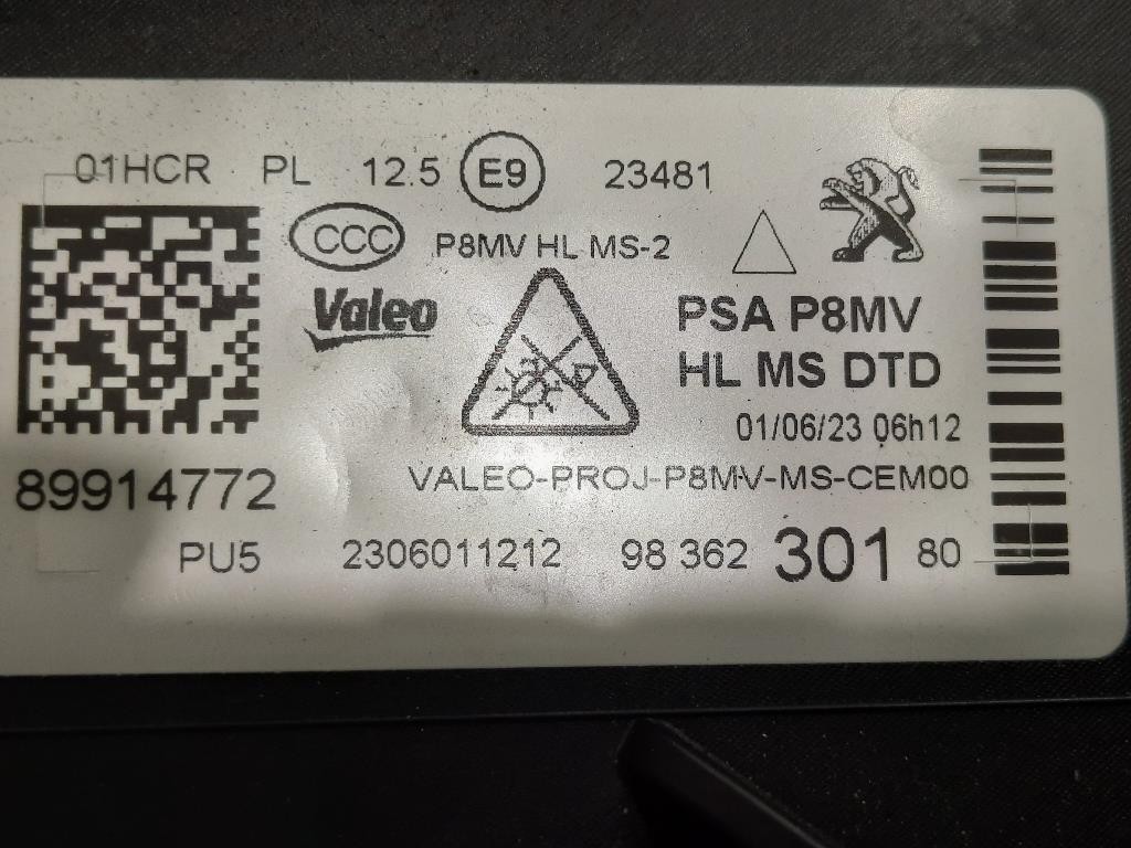 Proiettore ANT DX 9836230180 Peugeot 3008 II 2016