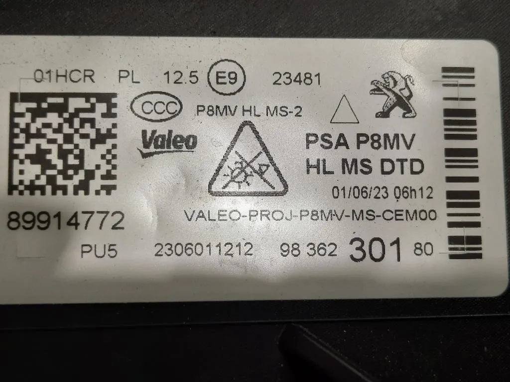 Proiettore ANT DX 9836230180 Peugeot 3008 II 2016