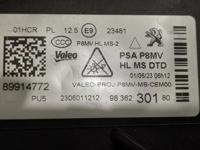 Proiettore ANT DX 9836230180 Peugeot 3008 II 2016