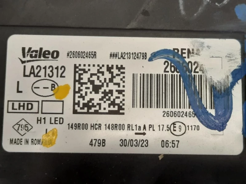 Proiettore ANT SX 260602287R Dacia Duster II 2018