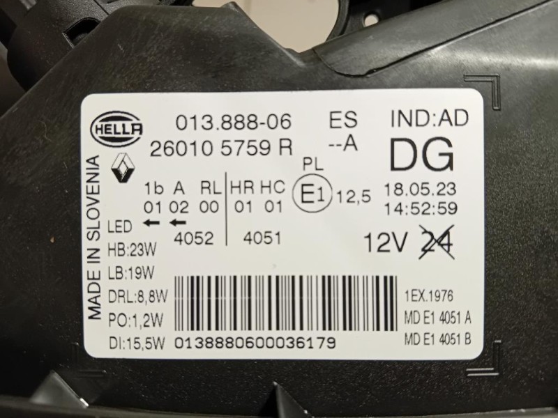 Proiettore ANT DX 260105759R Renault Kadjar 2018