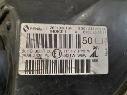 Proiettore ANT DX 260100018R Renault Mégane III 2009