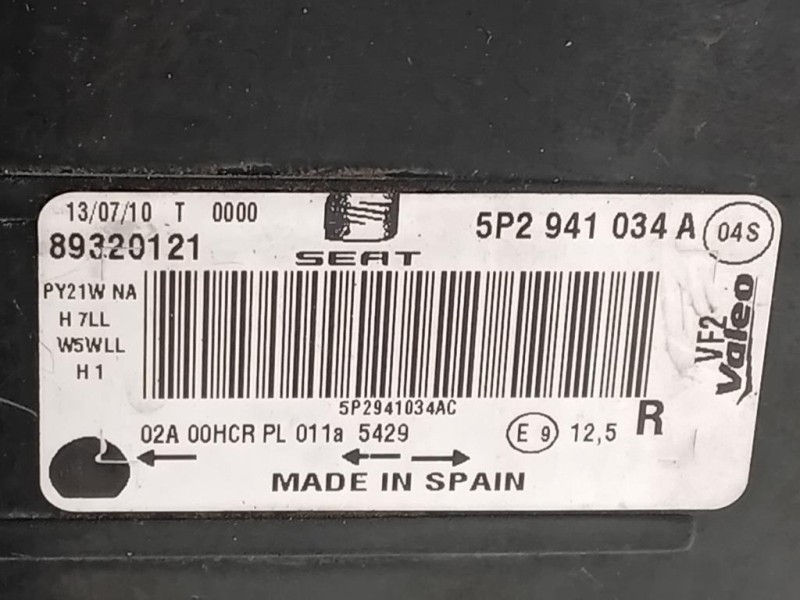 Proiettore ANT DX 5P2 941 034 A Seat Altea XL 5P5 2004