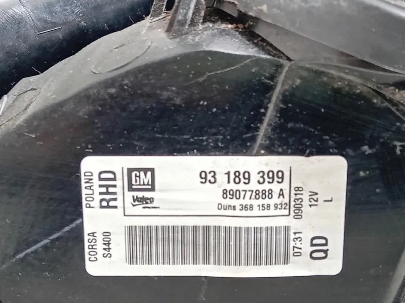 Fanale POST SX 93189399 Opel Corsa D 2010