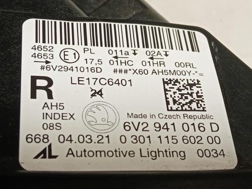 Proiettore ANT DX 6V1941016D 6V2941016D Skoda Fabia NJ3 2018