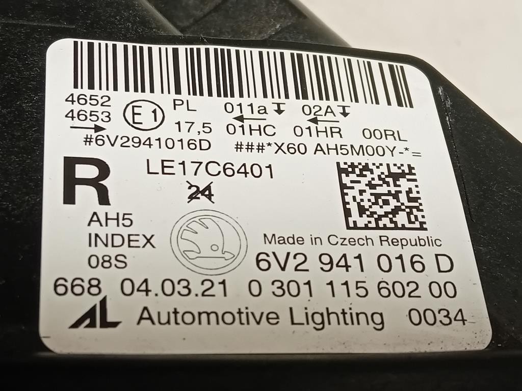 Proiettore ANT DX 6V1941016D 6V2941016D Skoda Fabia NJ3 2018