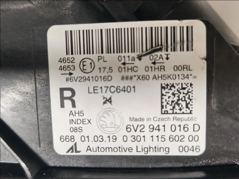 Proiettore ANT DX 6V2941016 Skoda Fabia NJ3 2018