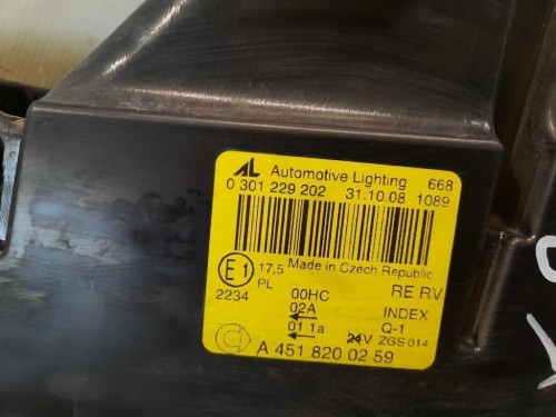 Proiettore ANT DX A4518200259 Smart Fortwo Cabrio 451 2007