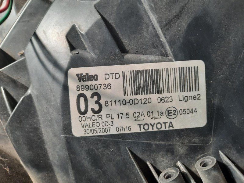 Proiettore ANT DX 811300D120 Toyota Yaris France II 2006