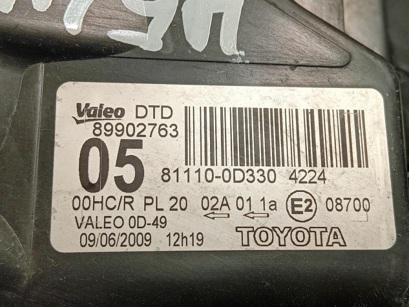 Proiettore ANT DX 81110-0D330 Toyota Yaris Japan II 2006