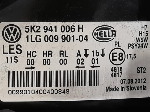 Proiettore ANT DX 5K2941006H Volkswagen GOLF VI 2009