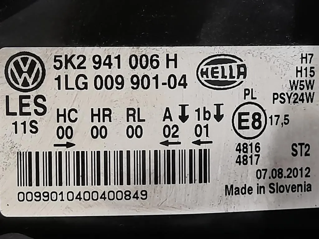 Proiettore ANT DX 5K2941006H Volkswagen GOLF VI 2009