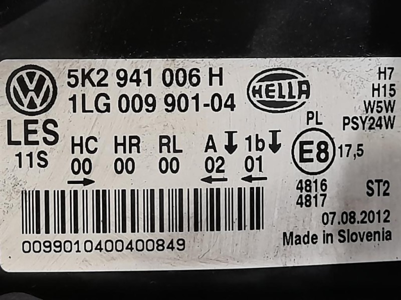 Proiettore ANT DX 5K2941006H Volkswagen GOLF VI 2009