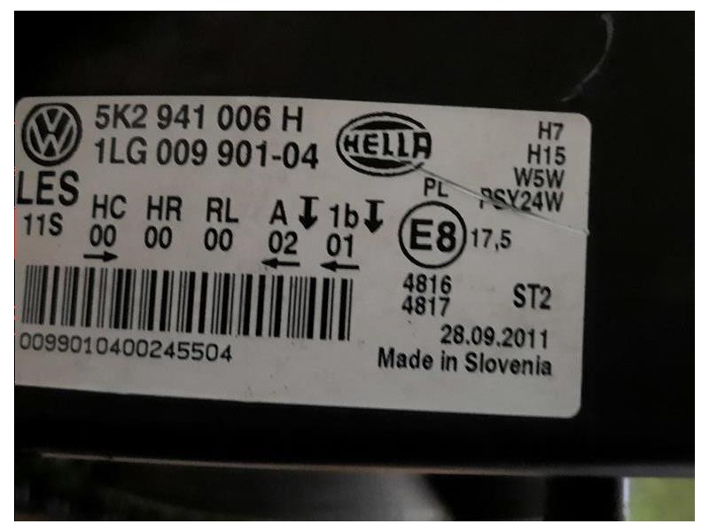 Proiettore ANT DX 5K2941006 Volkswagen GOLF VI 2009