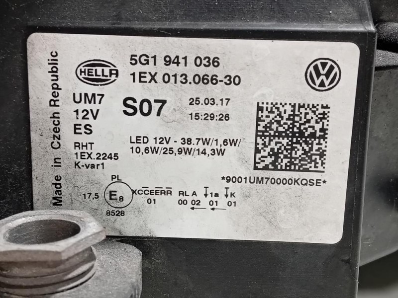 Proiettore ANT DX 5G1941036 Volkswagen GOLF VII 2013