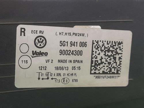 Proiettore ANT DX 5G1941006 Volkswagen GOLF VII 2013