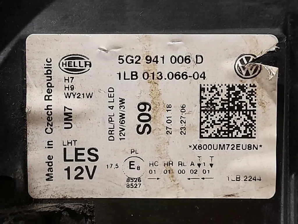 Proiettore ANT DX 5G2 941 006 D Volkswagen GOLF VII 2017